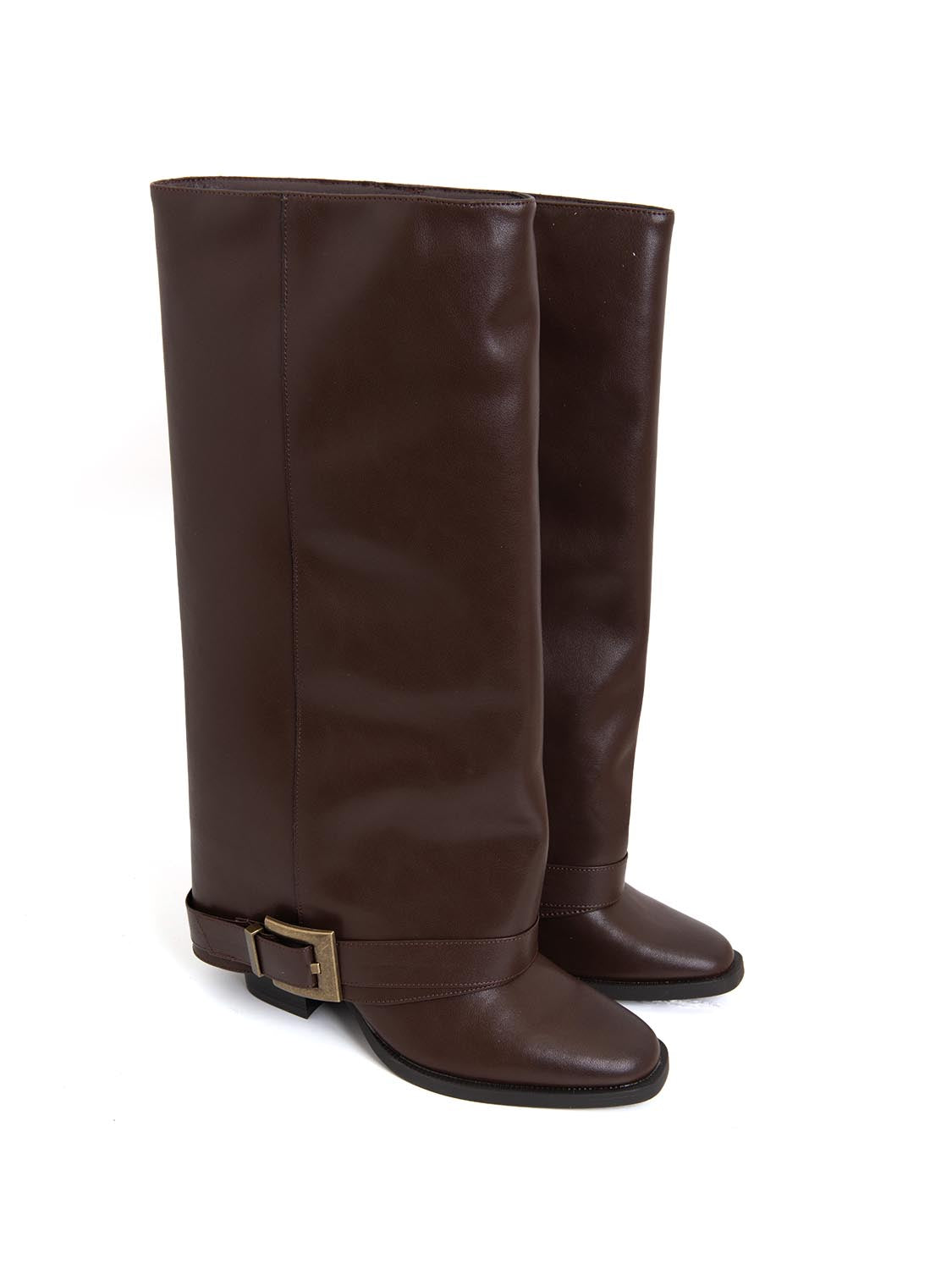 Stivale shark in vera pelle - MARRONE