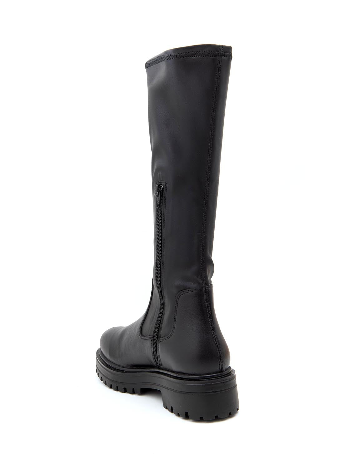 Stivale in vera pelle con gambale elasticizzato - NERO