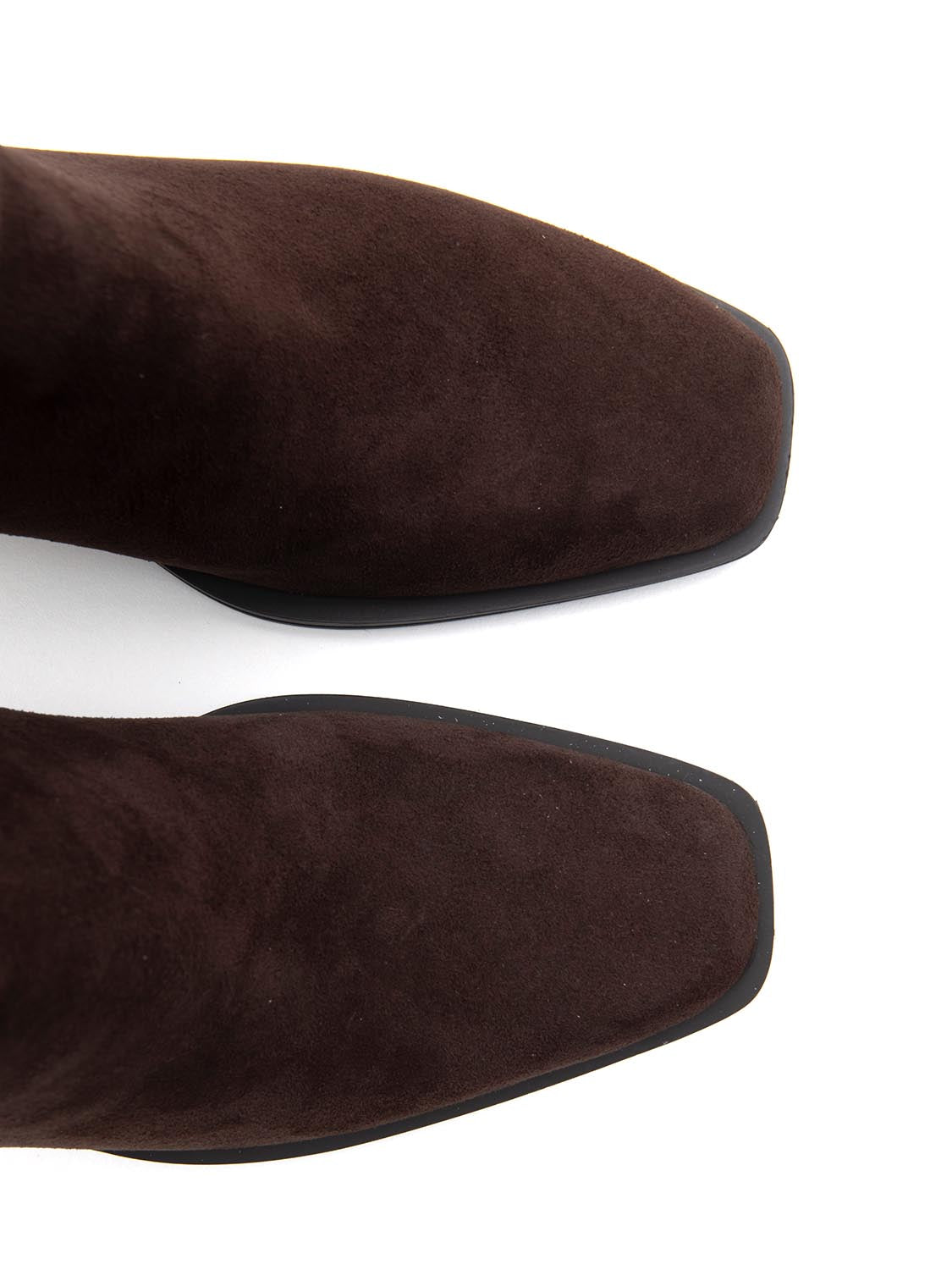 Stivale con tacco quadrato in vera pelle - MARRONE SUEDE