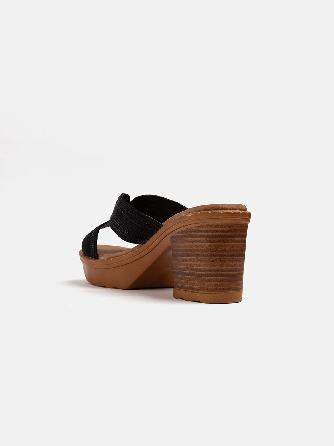 Zoccolo in legno con fascia in strass - NERO