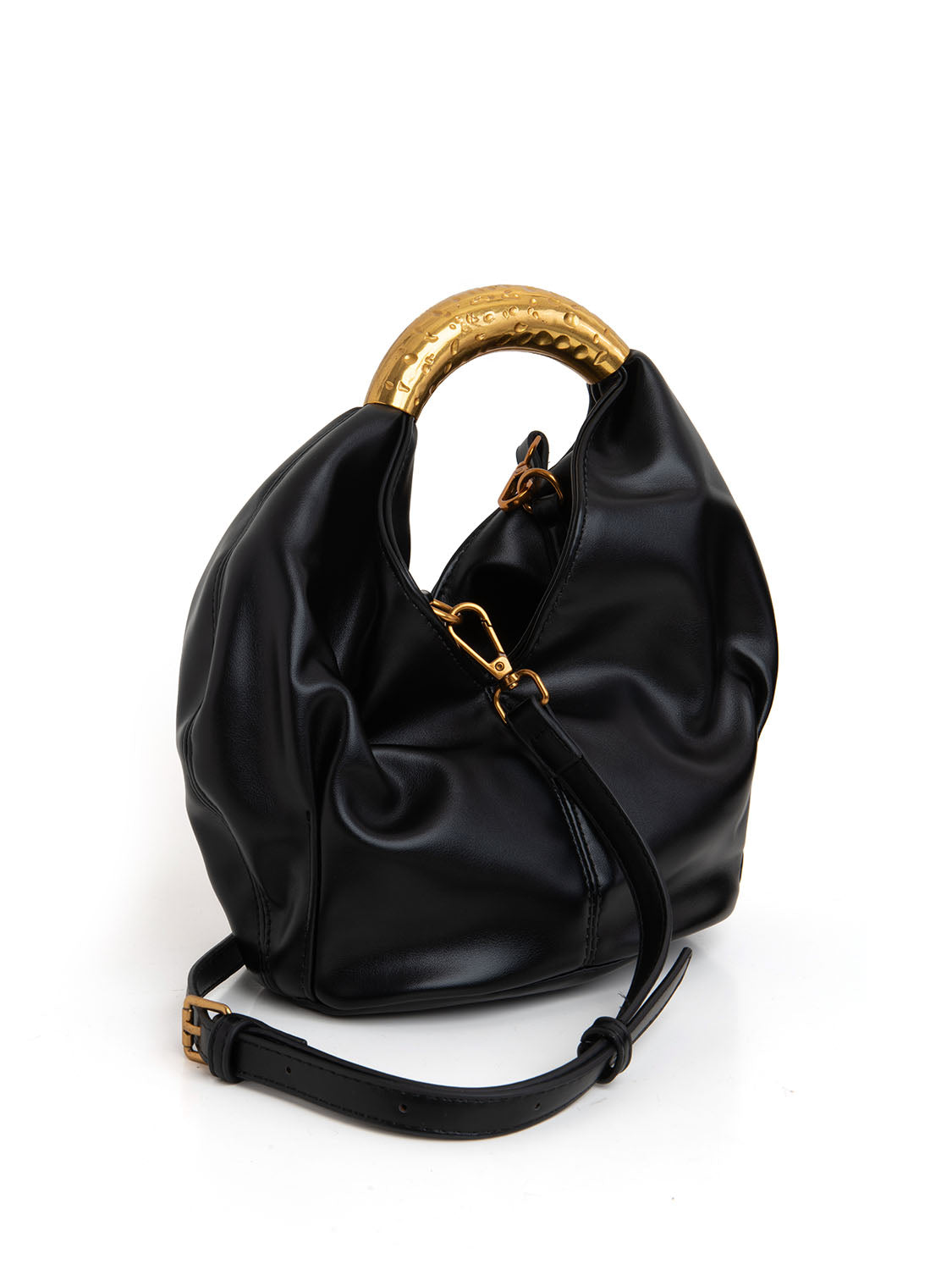 Borsa scultorea con manico gioiello - NERO
