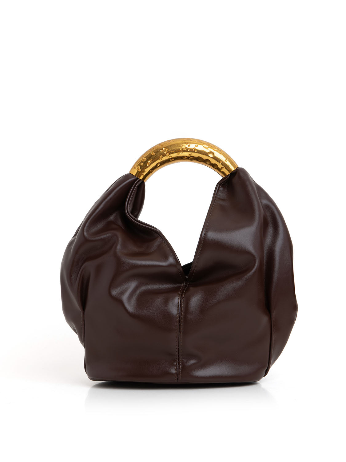 Borsa scultorea con manico gioiello - CAFFÈ