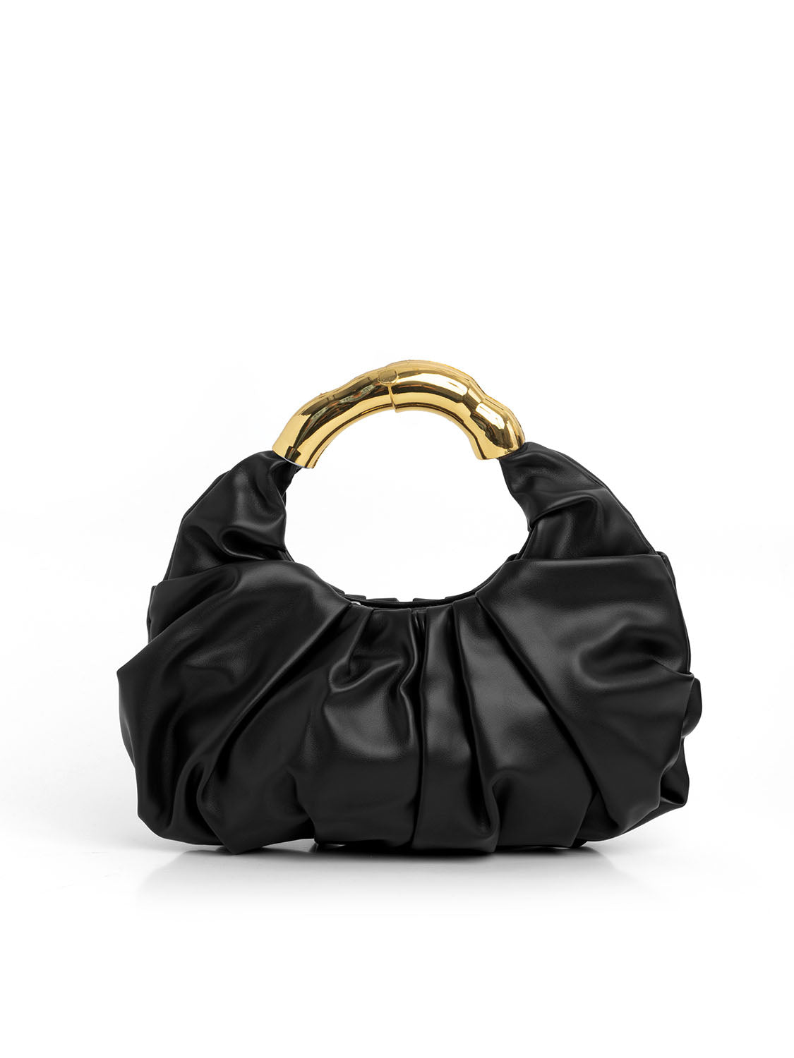 Pouch arricciata con manico - NERO