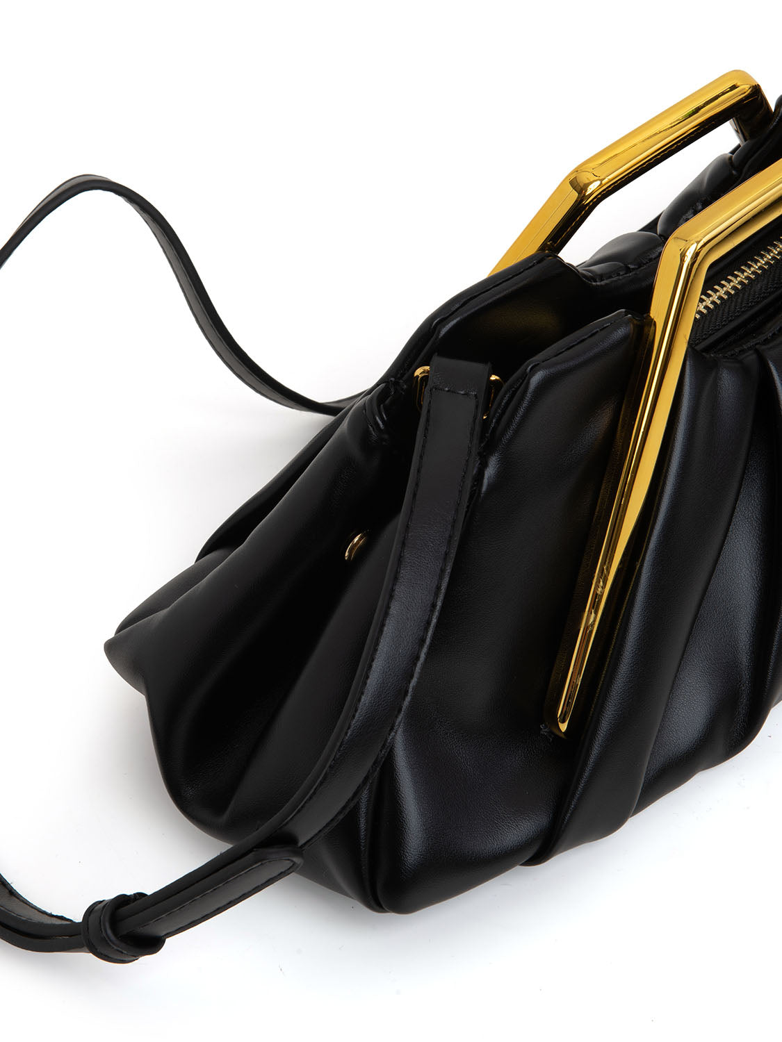 Clutch scultorea con manico - NERO