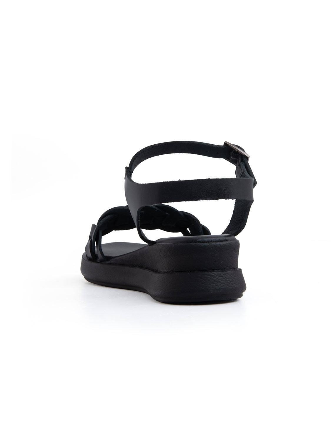 Sandalo platform urban wave in vera pelle - NERO