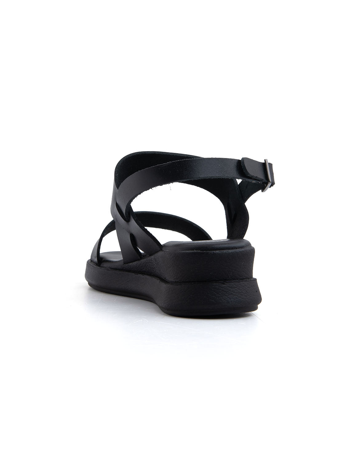 Sandalo platform minimal band in vera pelle - NERO