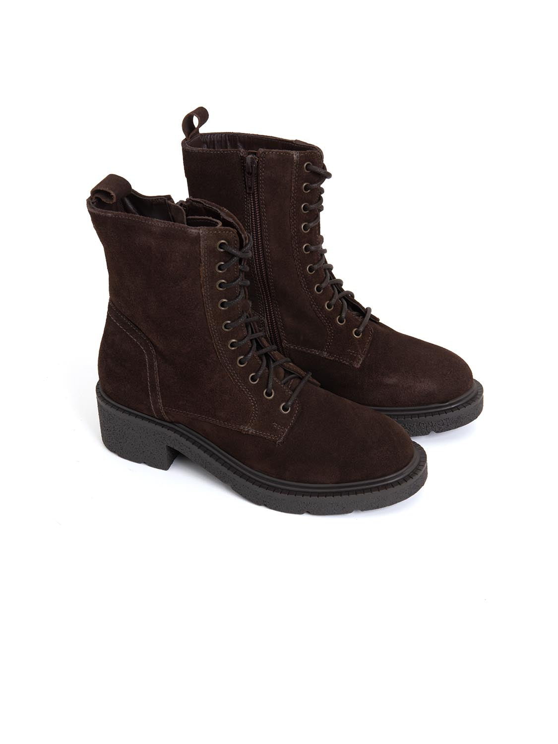 Anfibio suola track in vera pelle - MARRONE