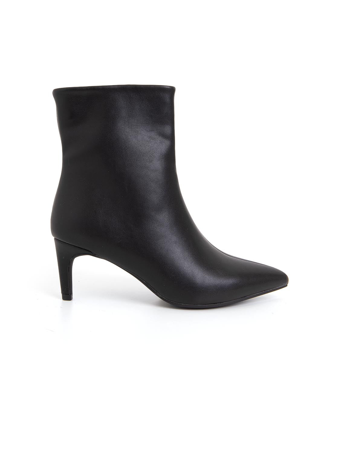 Tronchetto tacco kitten in vera pelle - NERO