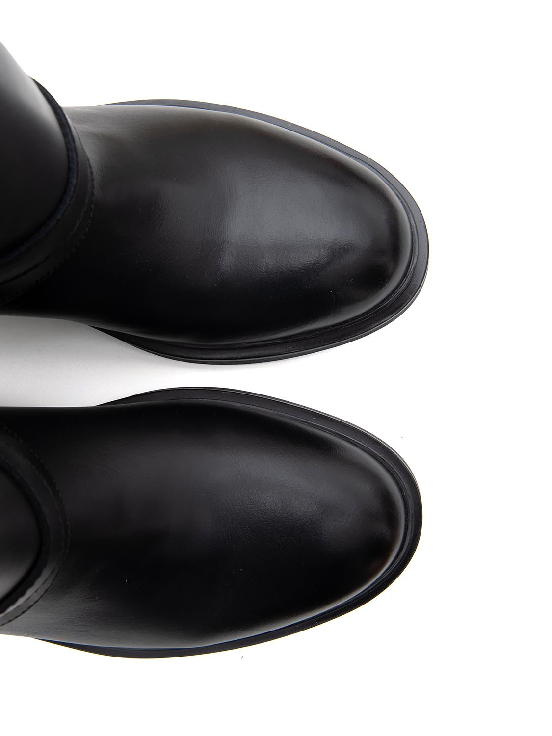 Stivale shark con fibbia in vera pelle - NERO