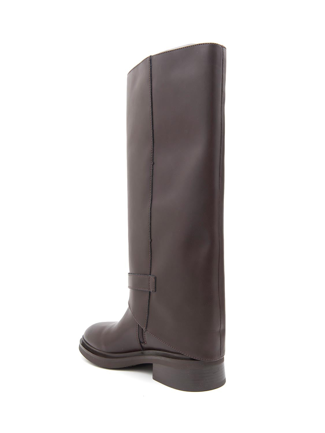 Stivale shark con fibbia in vera pelle - MARRONE