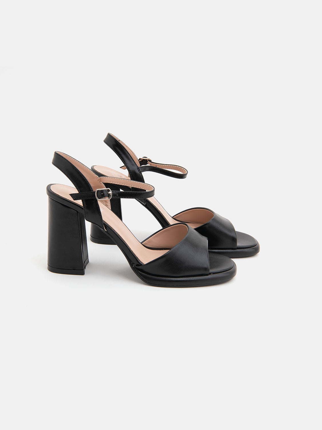 Sandalo con tacco largo 12 cm e fascia larga - NERO