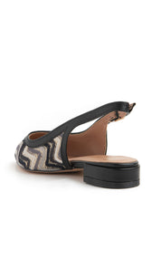 Slingback with patterned fabric - BLACK/MULTI