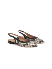 Slingback with patterned fabric - BLACK/MULTI