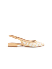 Houndstooth Raffia Slingback - WHITE/BEIGE