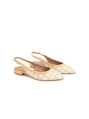Houndstooth Raffia Slingback - WHITE/BEIGE