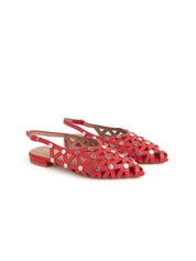 Slingback with carved upper and studs - RED