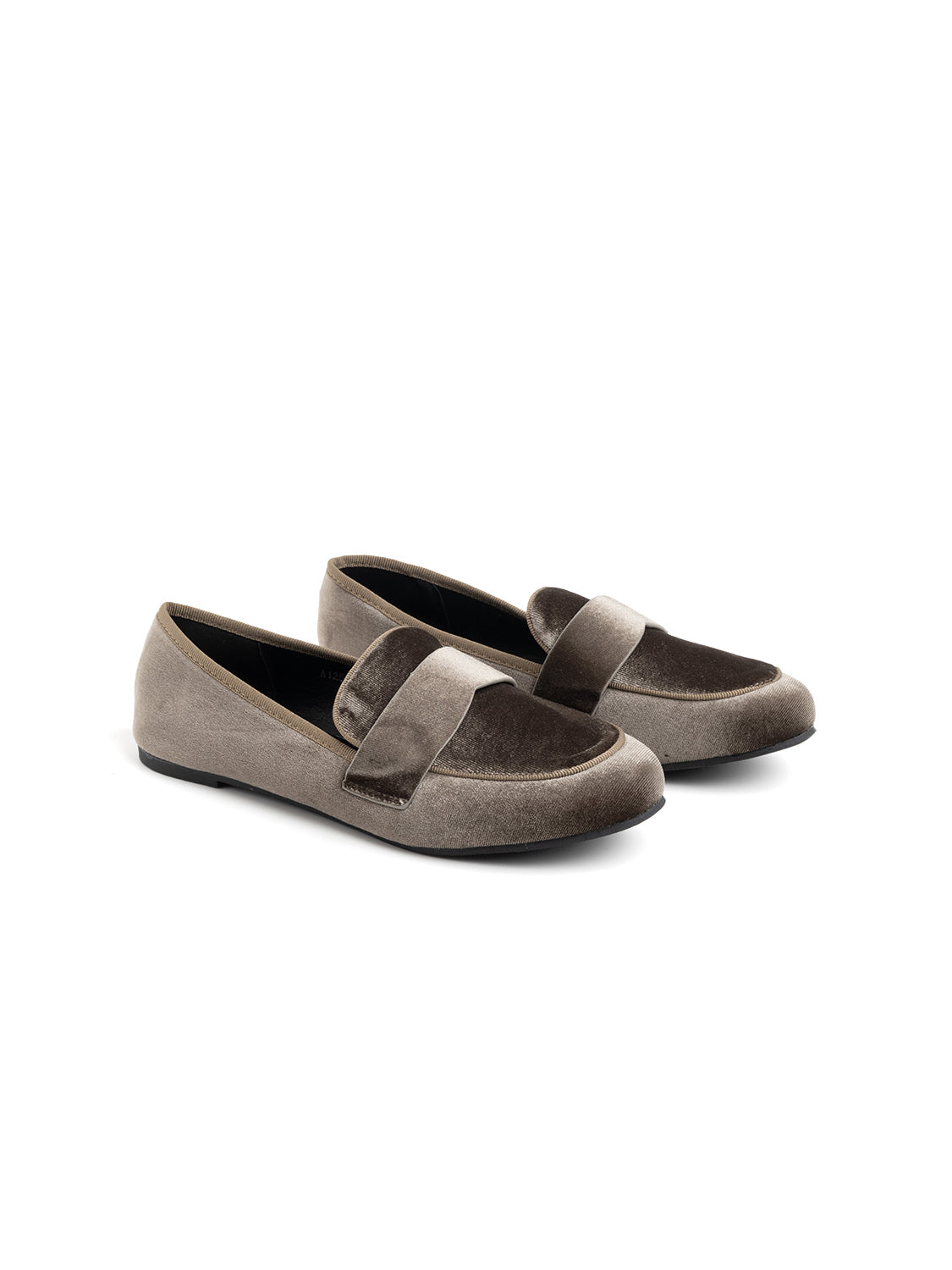 Mocassino in velluto con fascia penny - GRIGIO