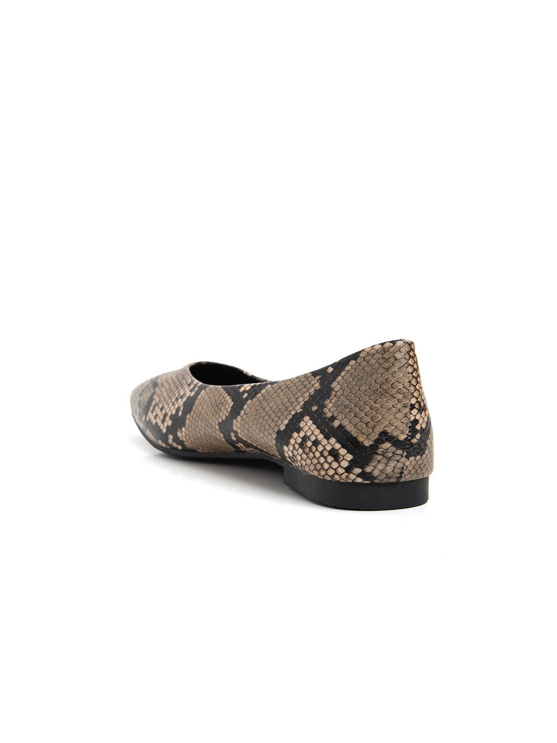 Squared toe python print ballet flats - KHAKI