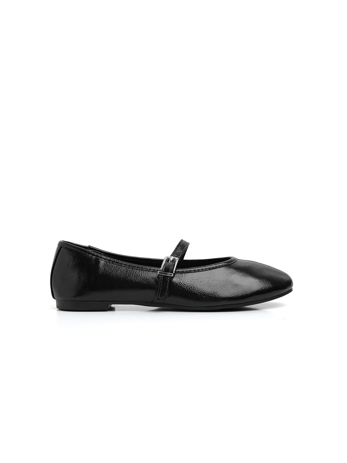 Ballerina a mandorla con cinturino - NERO