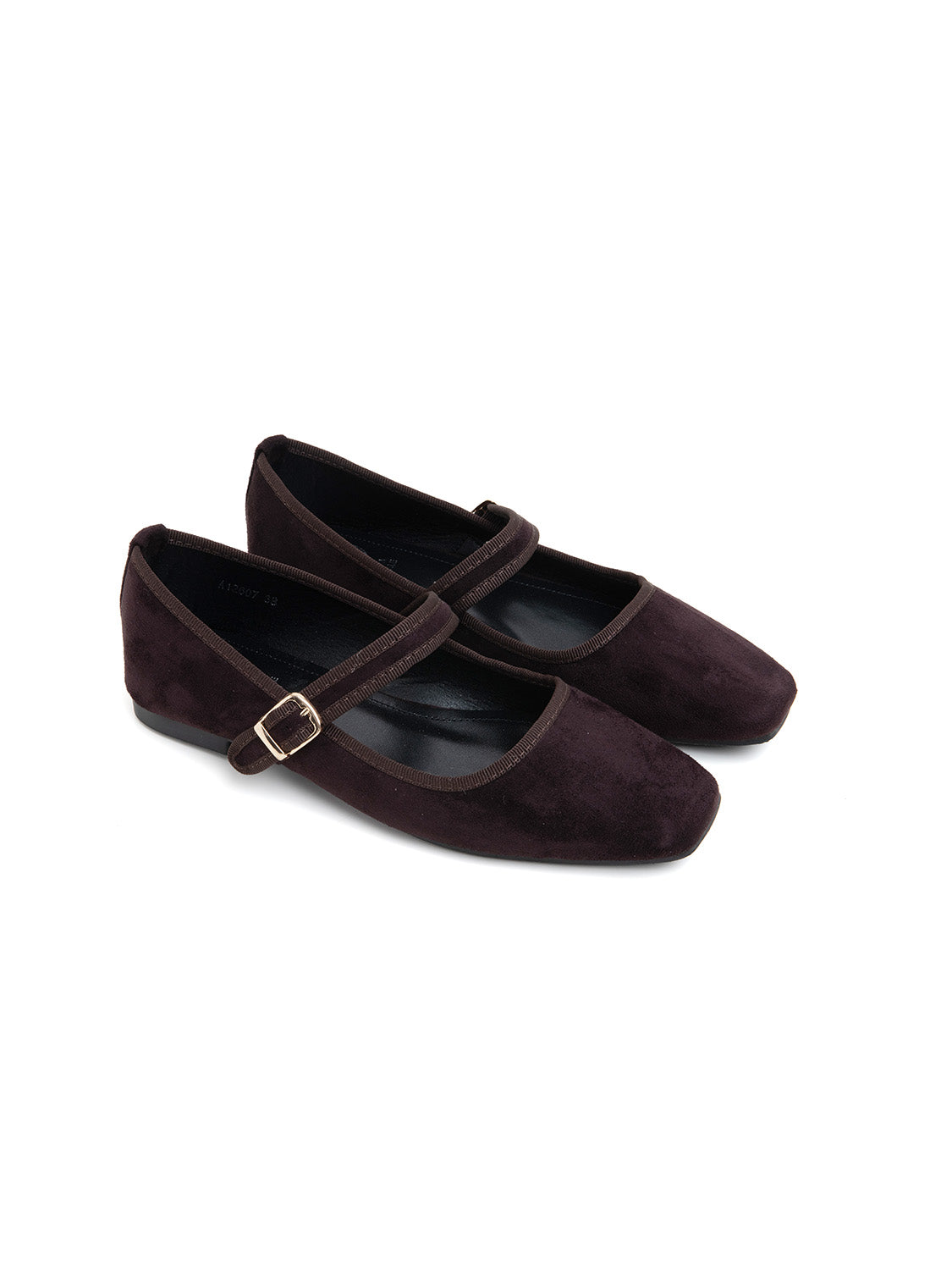 Velvet ballet flats with buckle - BROWN