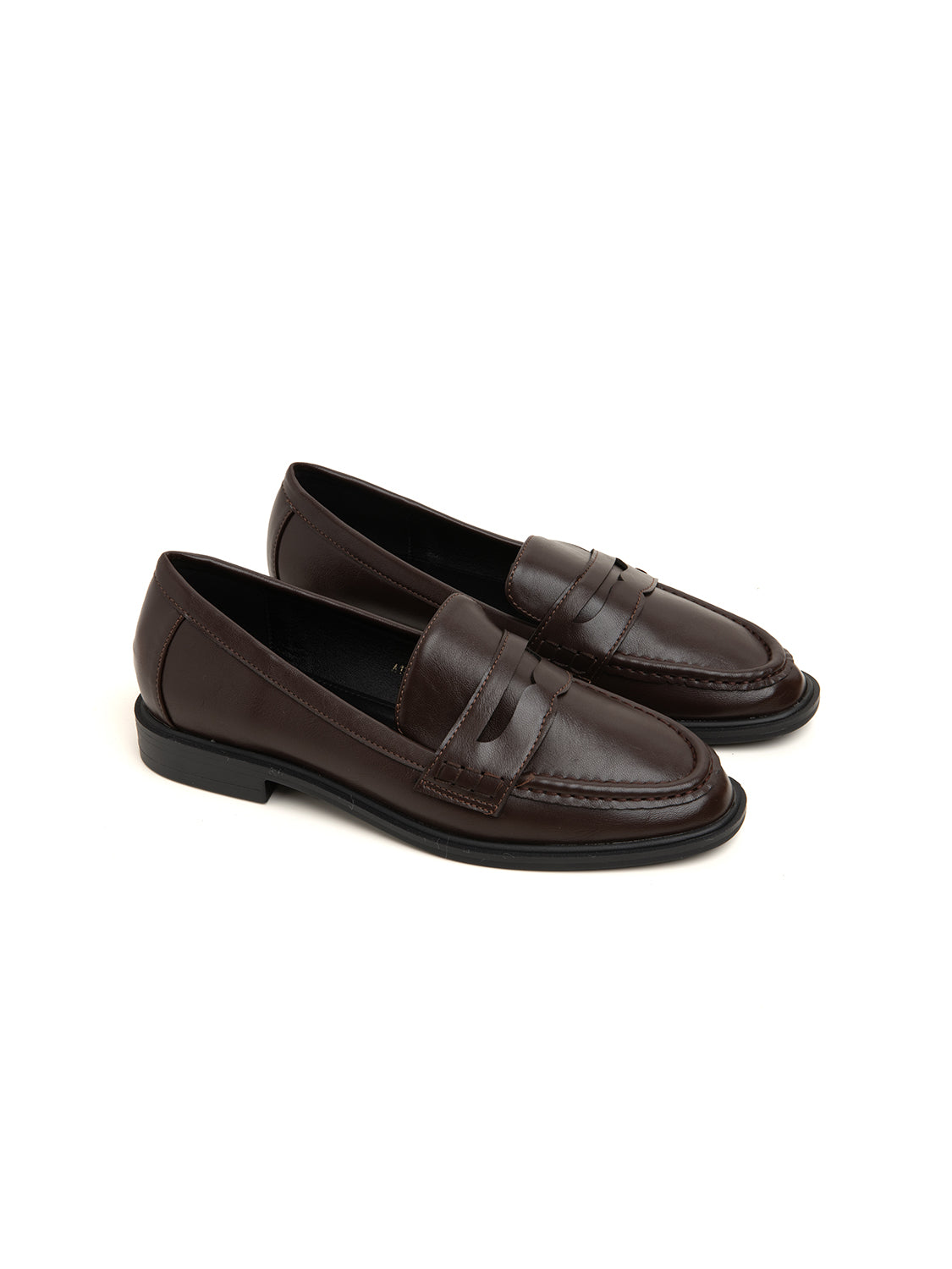 Loafer with front stitching - BROWN