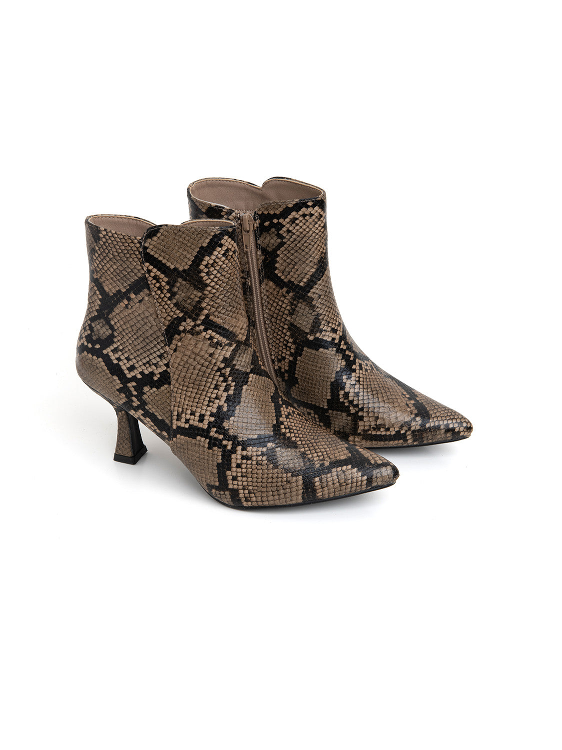 Tronchetto pitonato tacco kitten - MARRONE