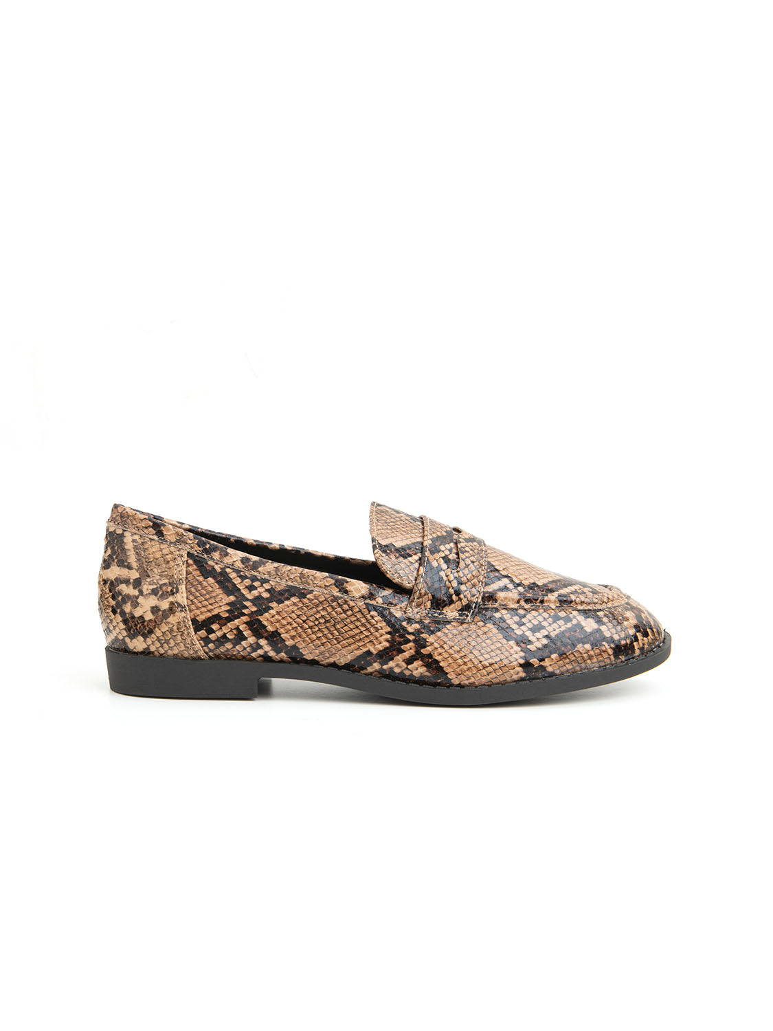 Snake-texture loafer - KHAKI