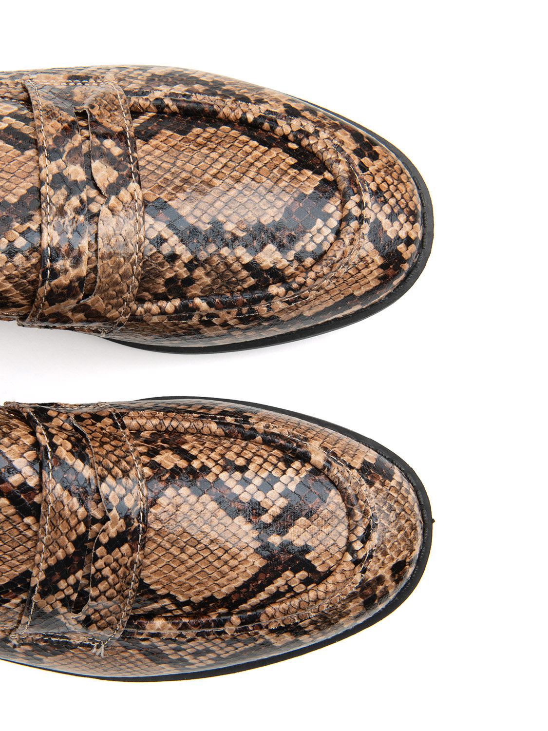 Snake-texture loafer - KHAKI