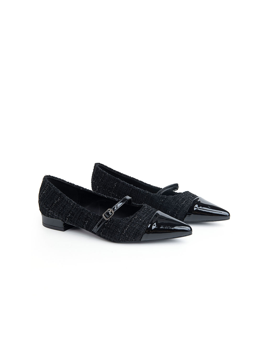 Ballerina a punta in bouclé - NERO