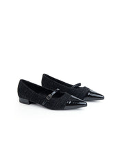 Ballerina a punta in bouclé - NERO