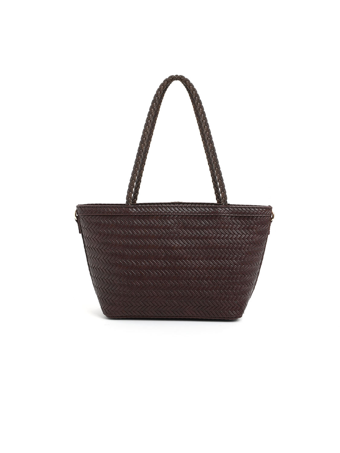 Borsa rettangolare con intrecci piccola - MARRONE