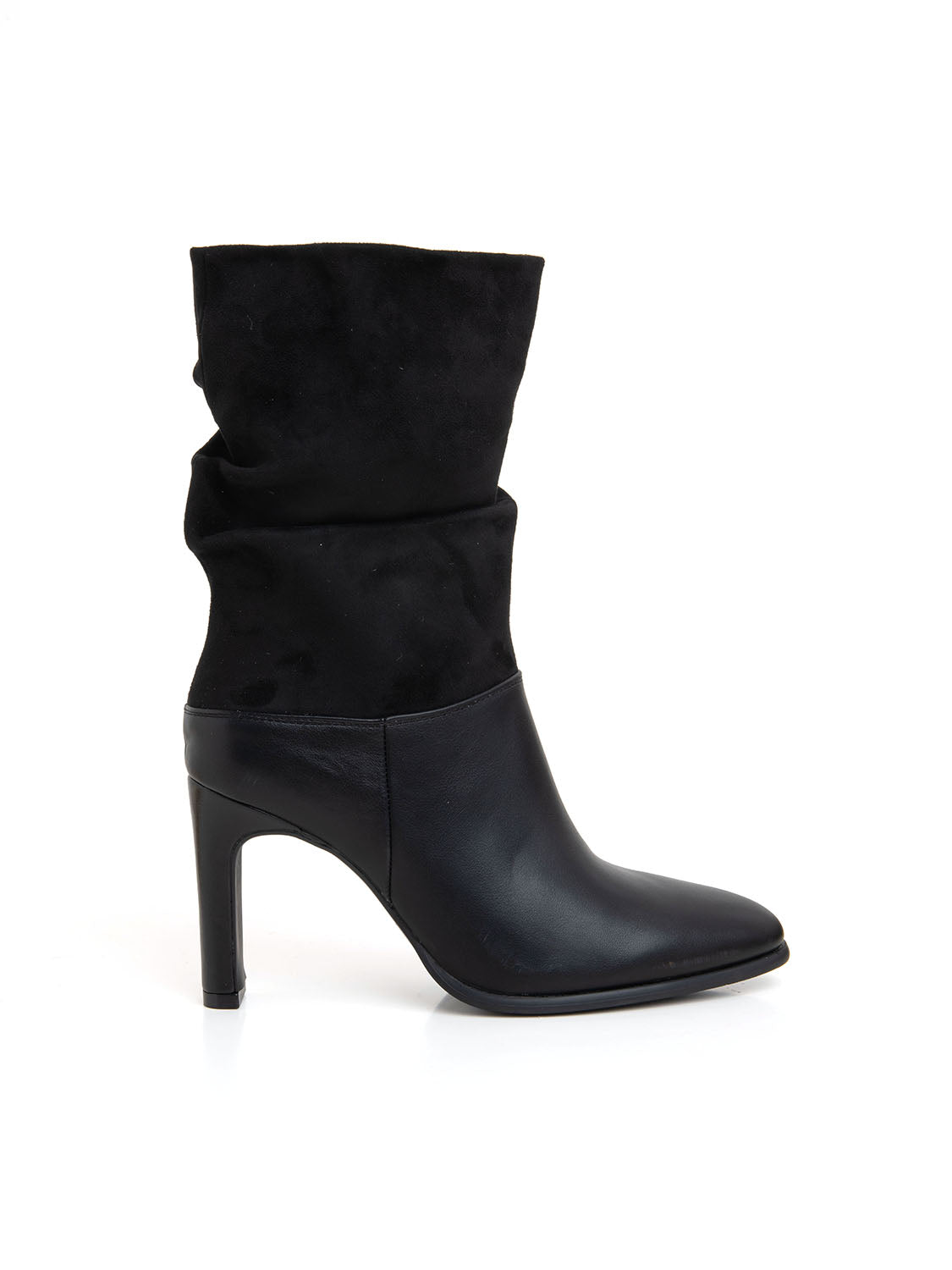 Tronchetto alto bitexture con tacco 10 - NERO