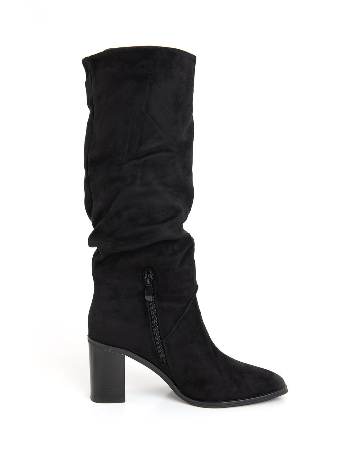 Stivale elegante scamosciato con tacco alto - NERO