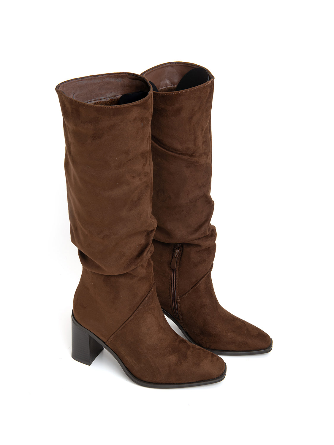 Stivale elegante scamosciato con tacco alto - TABACCO