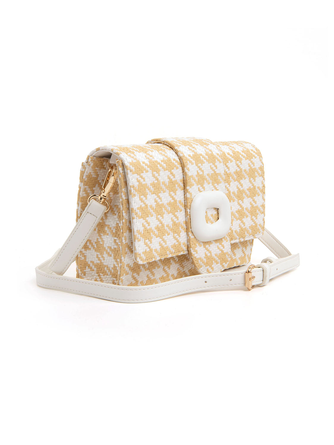 Houndstooth shoulder bag - BEIGE/WHITE