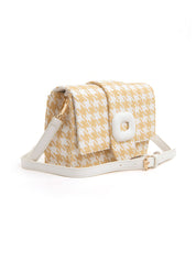 Houndstooth shoulder bag - BEIGE/WHITE