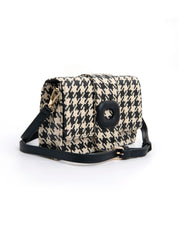 Houndstooth shoulder bag - BEIGE/BLACK
