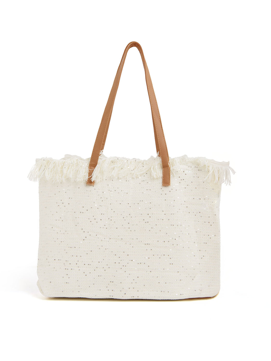Borsa mare con paillettes - BIANCO