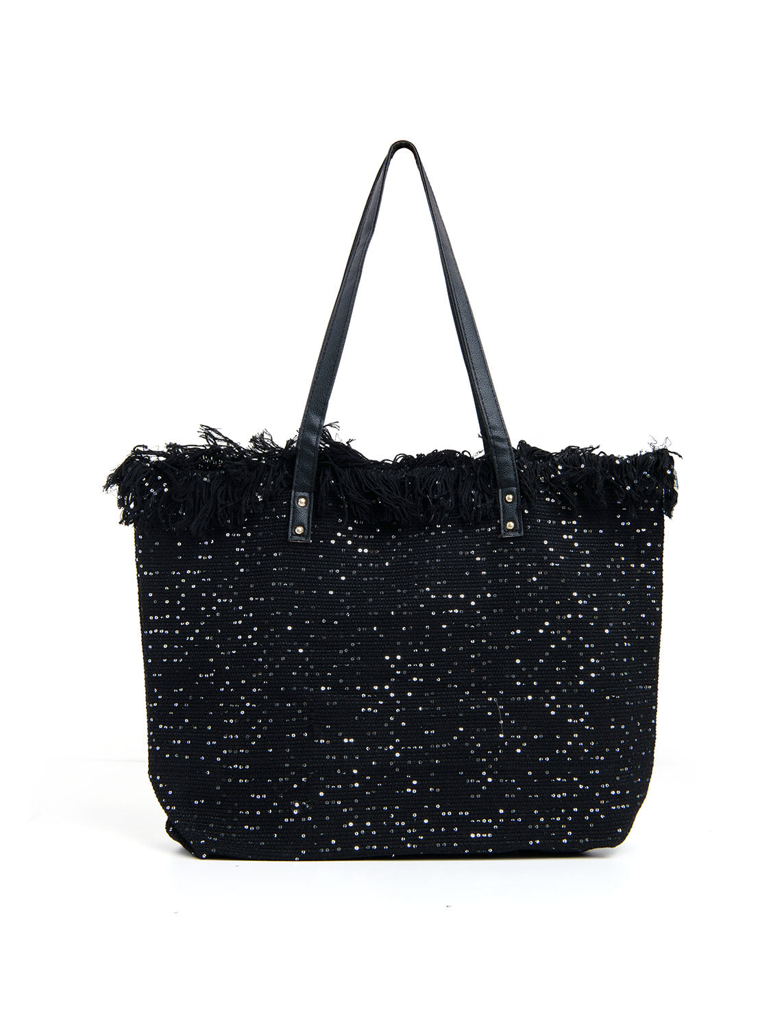 Borsa mare con paillettes - NERO