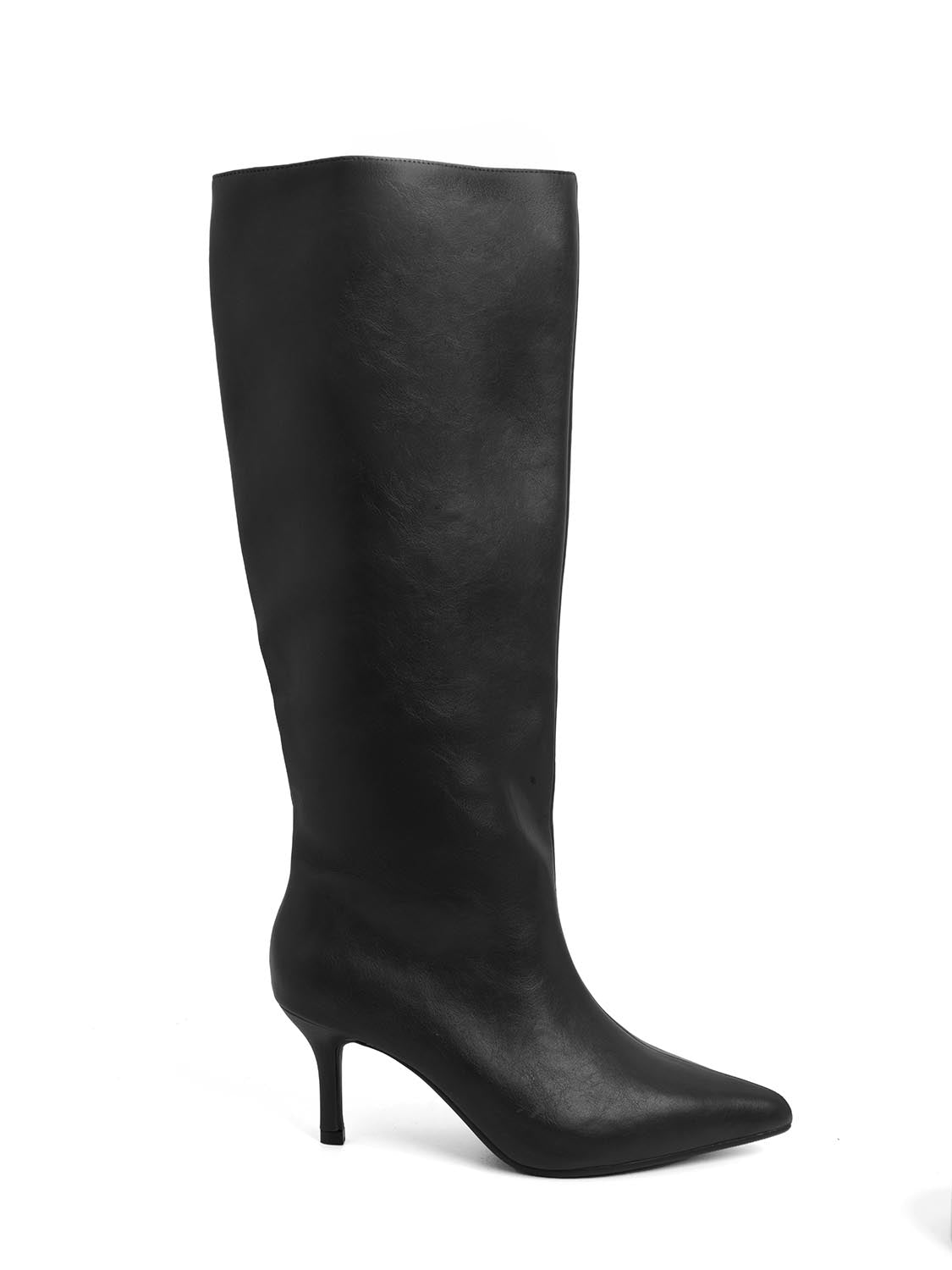 Stivale tubolare con tacco kitten - NERO