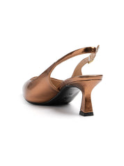 Genuine Leather Slingback with Hourglass Heel - BRONZE