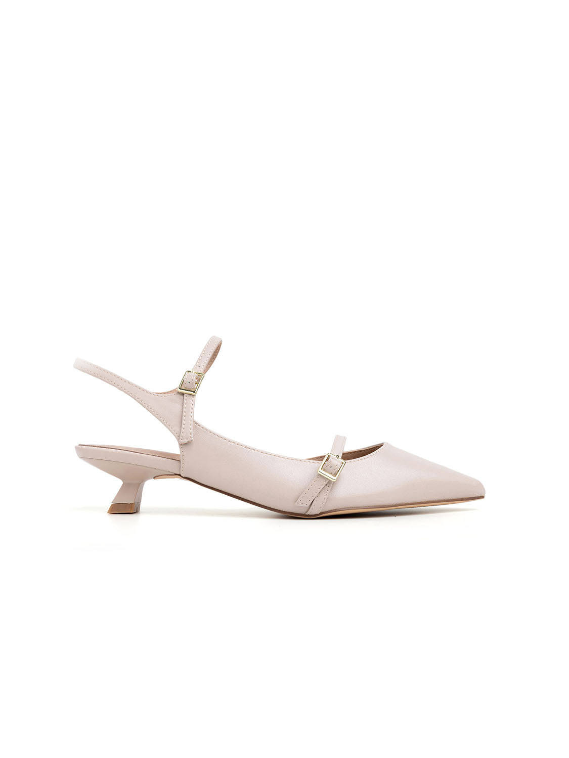 Pumps with strap and kitten heel - BEIGE