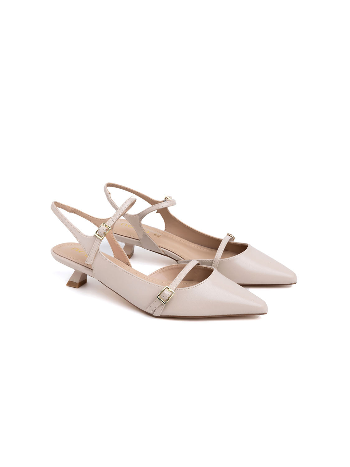 Pumps with strap and kitten heel - BEIGE