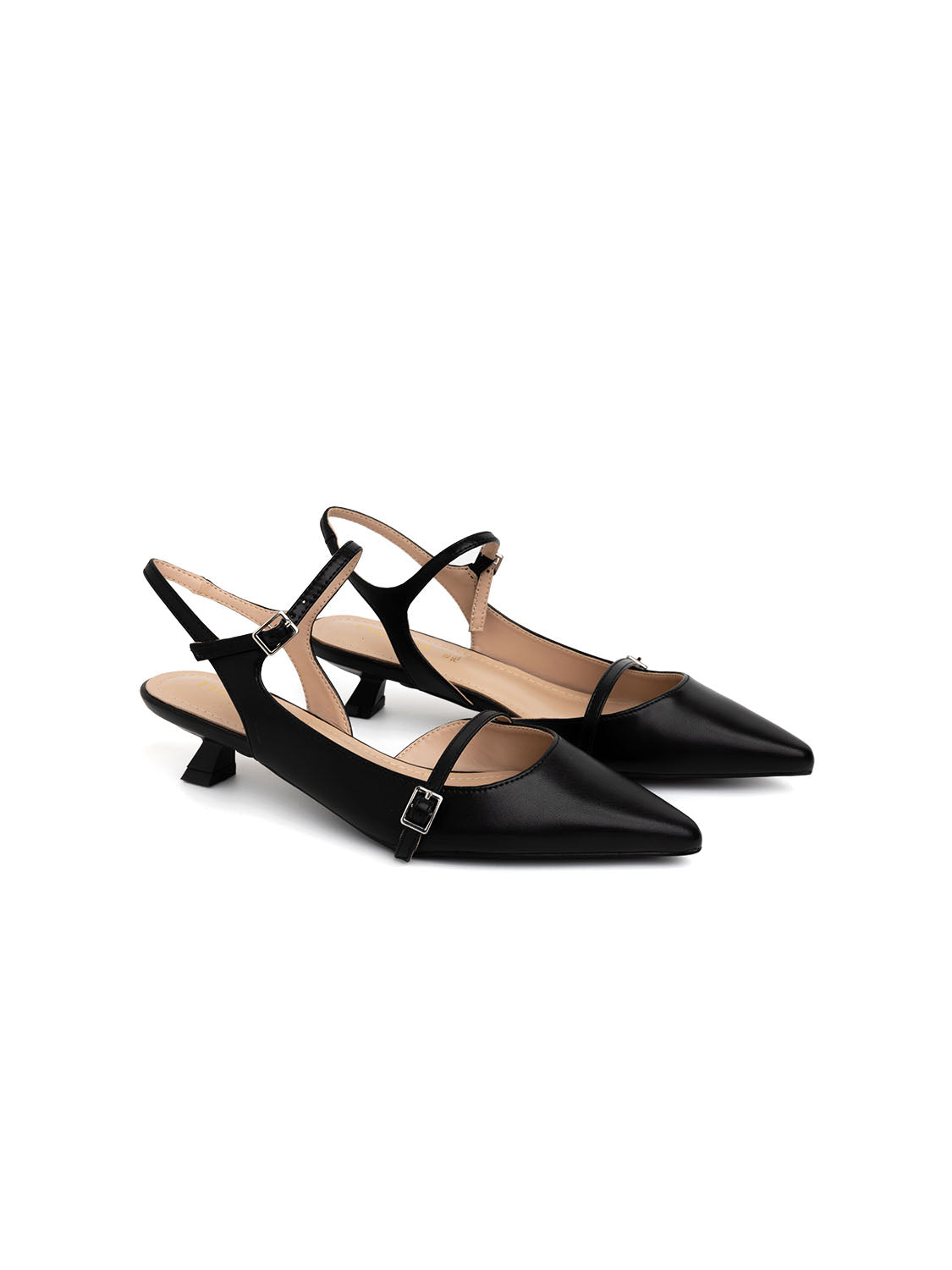Pumps with strap and kitten heel - BLACK