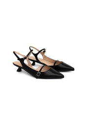 Pumps with strap and kitten heel - BLACK