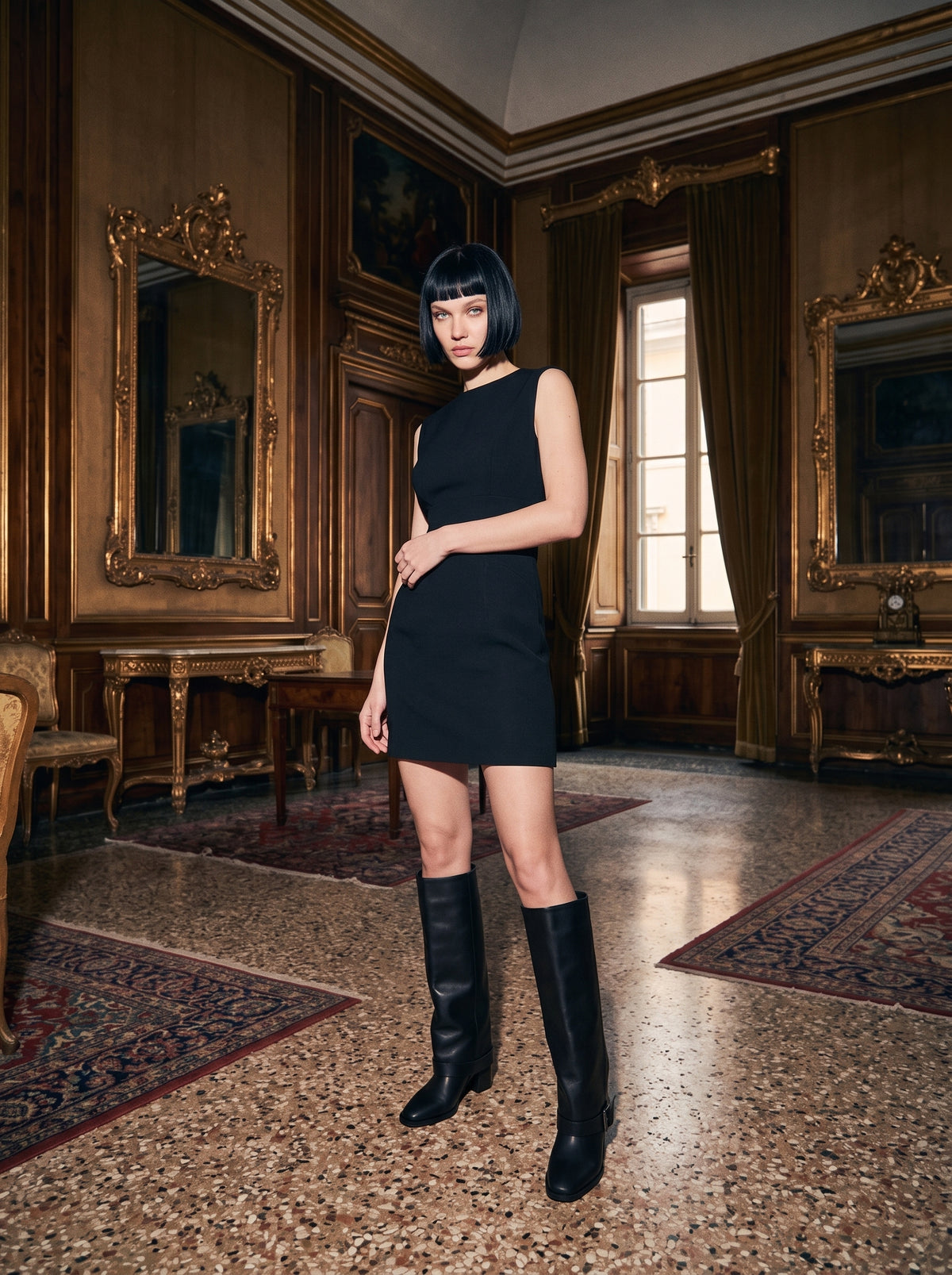 Stivale shark in vera pelle - NERO