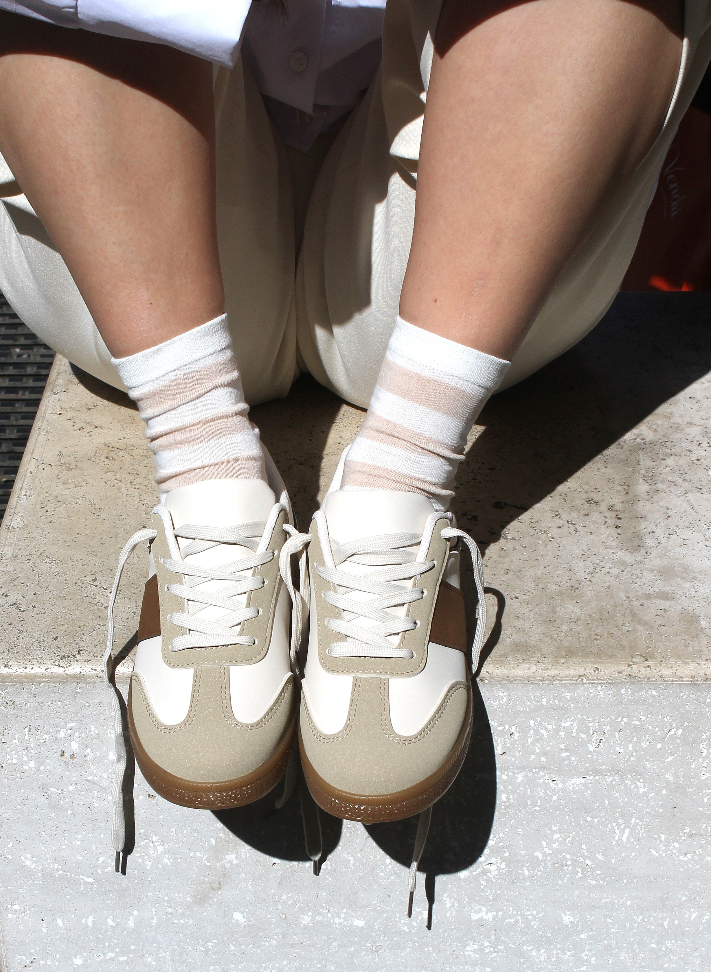 Sneaker slim color block - KHAKI