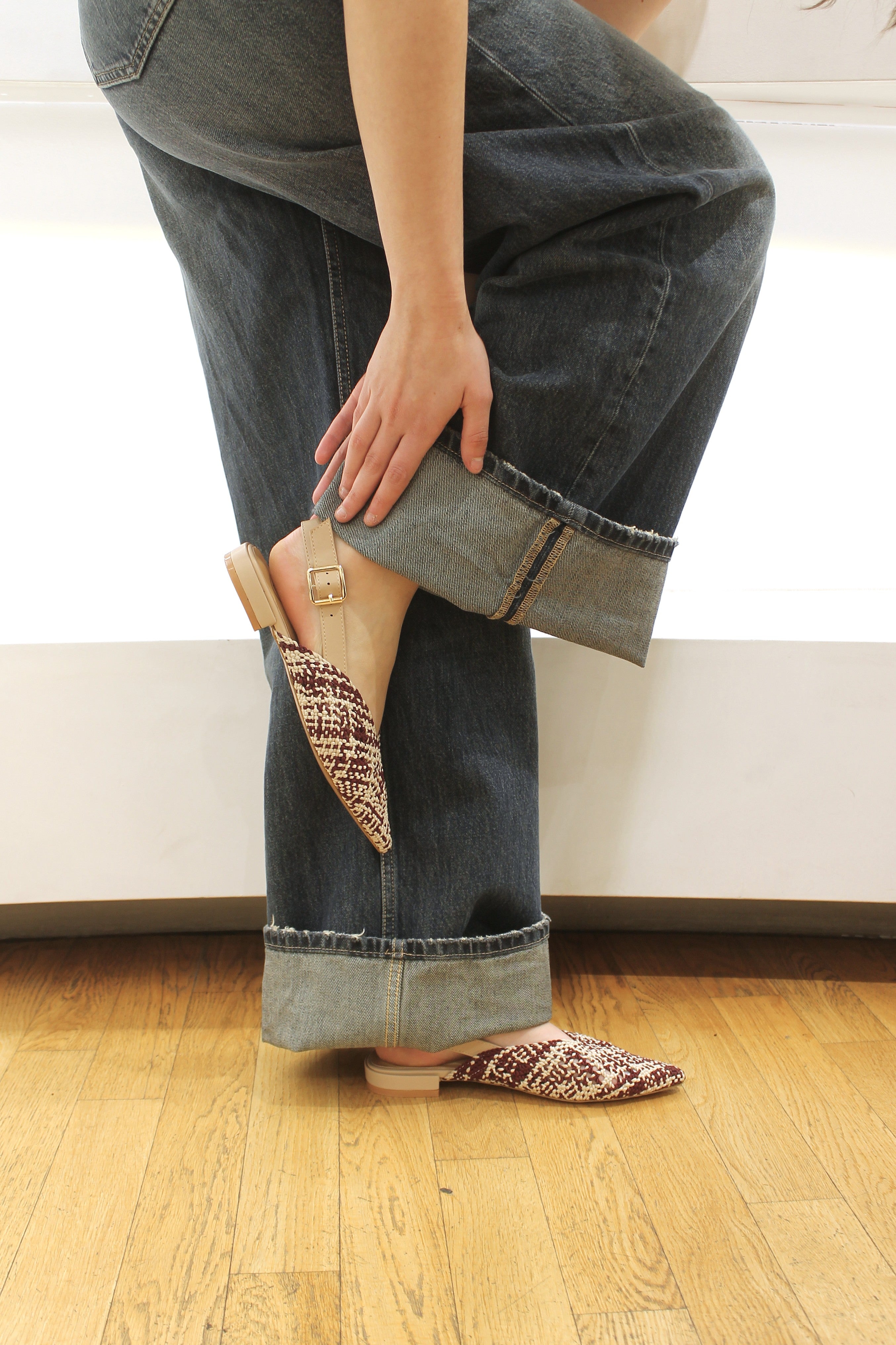 Slingback chic-fabric bicolore - BEIGE