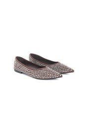 Ballerina a punta con strass - MARRONE