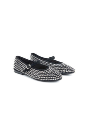 Ballerina con strass e cinturino - NERO
